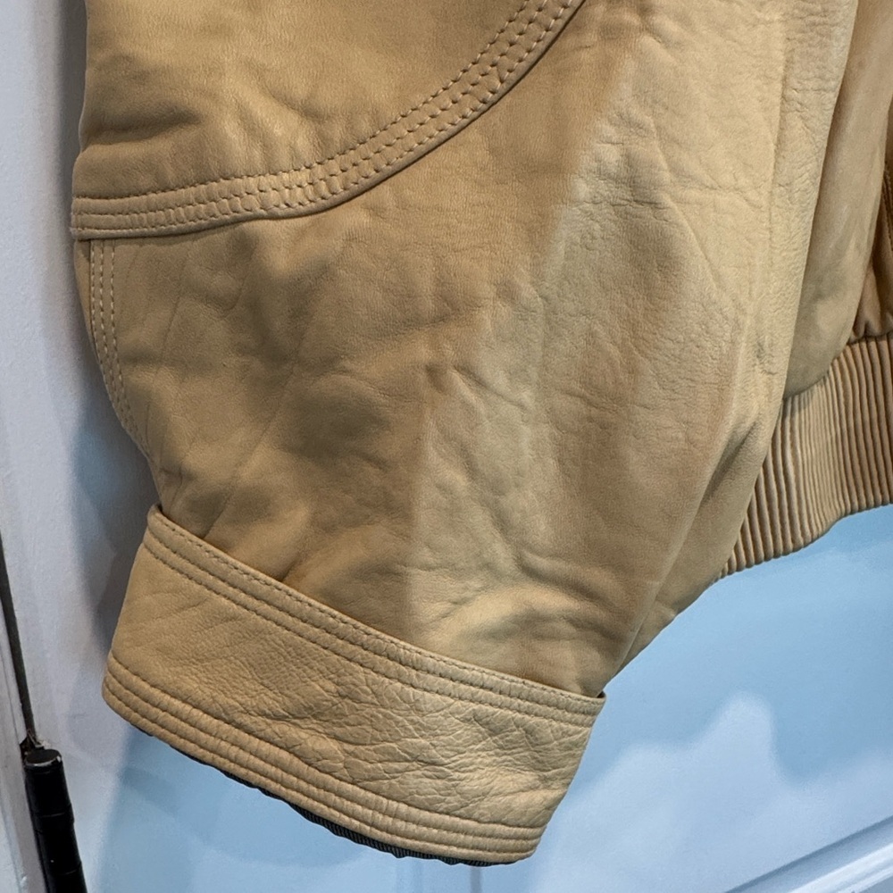Vintage Marc Buchanan Pelle Pelle Tan 100% Leather Bomber Jckt Sz 56/46 U.S.XXL - Picture 4 of 15